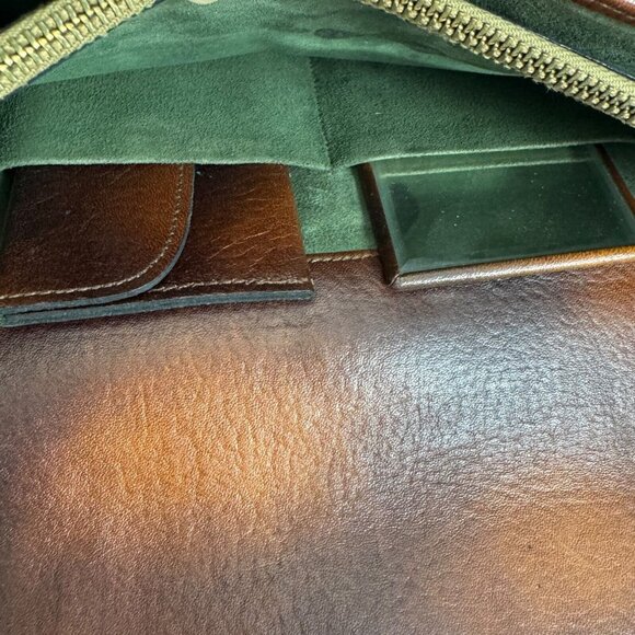 Art Deco Tooled Leather Clutch with Wrist Strap Steerhide Cameo Quality Vintage - Picture 8 of 12